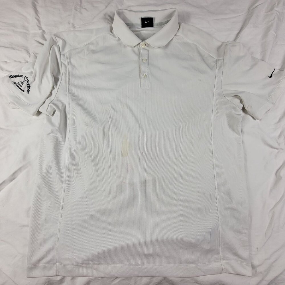 Nike Golf Mens 2XL White Dri-Fit Polo Shirt Polyester Sports Casual Outdoors